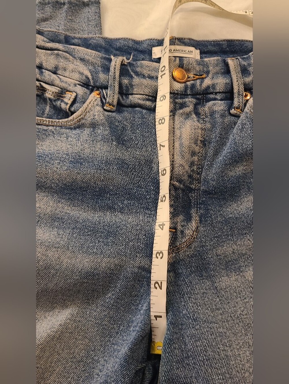 Good American Good Curve Women's Deconstructed Hem Blue Straight Leg Jeans, 29/8 - Picture 4 of 10